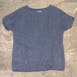 FC Jeans Sz4 denim wash look short sleeve Lyocell shirt with detail slit waist